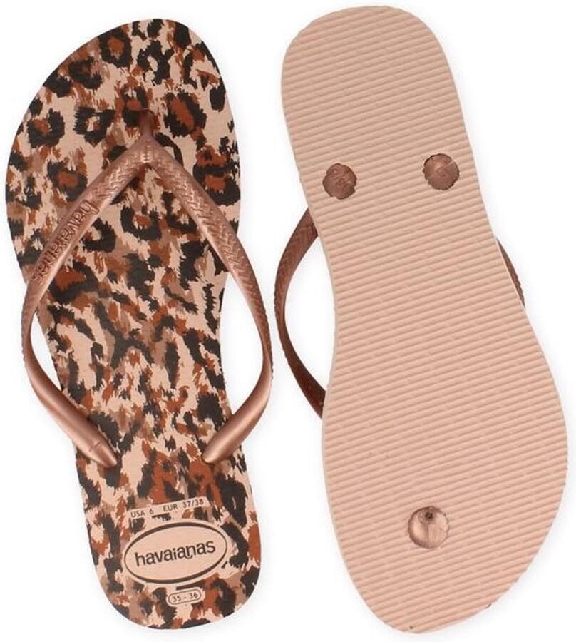 Havaianas Kids Slim Animals teenslippers roségoud panterprint - Foto 3
