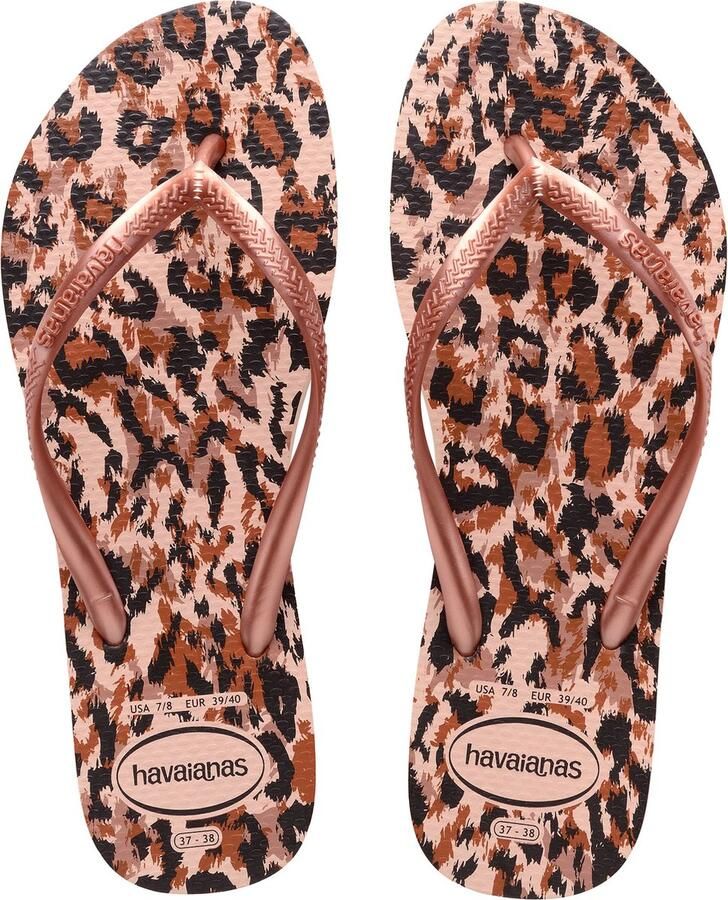 Havaianas Kids Slim Animals teenslippers roségoud panterprint - Foto 5