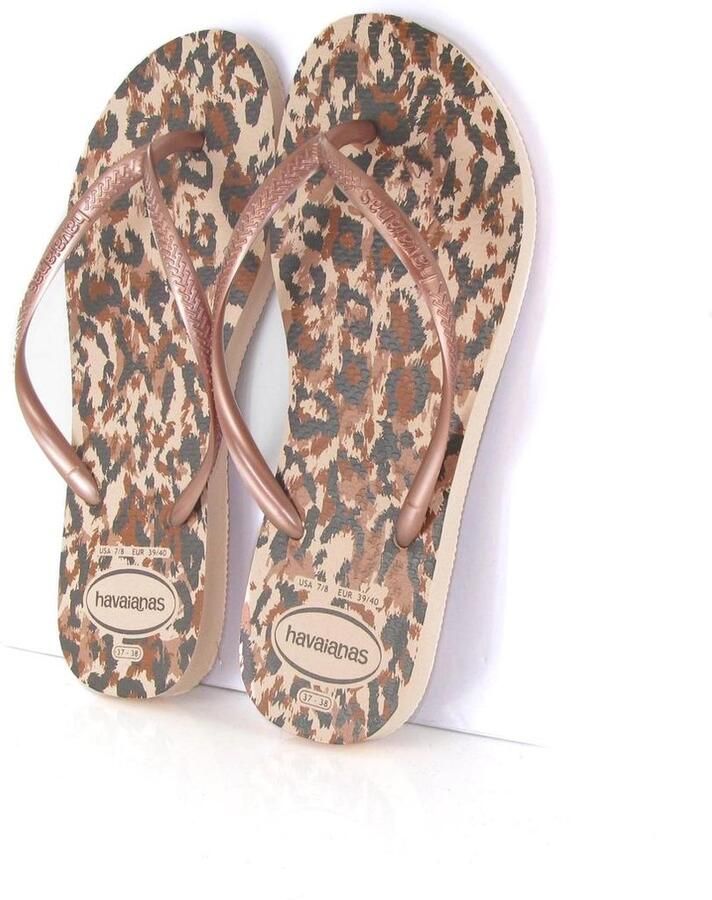 Havaianas Kids Slim Animals teenslippers roségoud panterprint - Foto 6