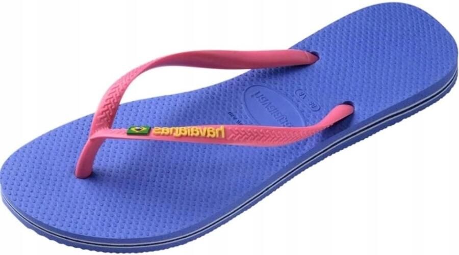 Havaianas Slim Brasil Logo Dames Teenslippers Blauw 33 34