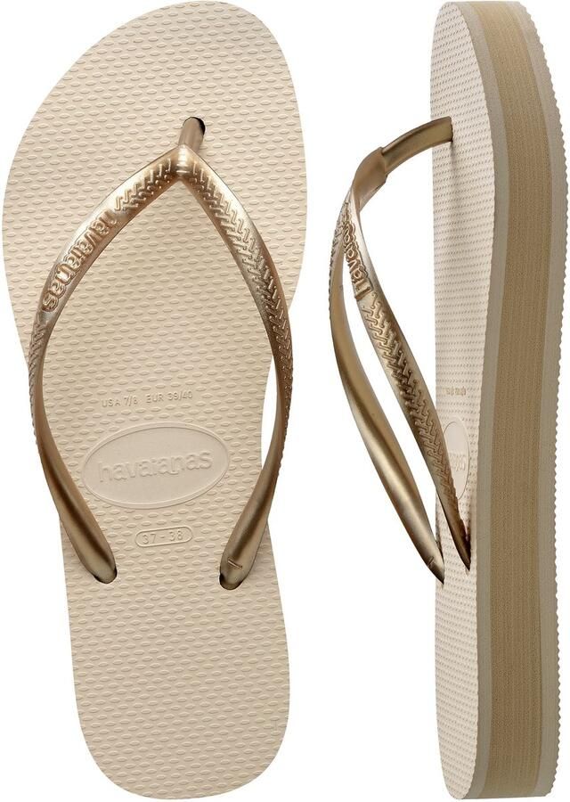 Havaianas Slim Slippers en Sandalen Dames Beige Plastic