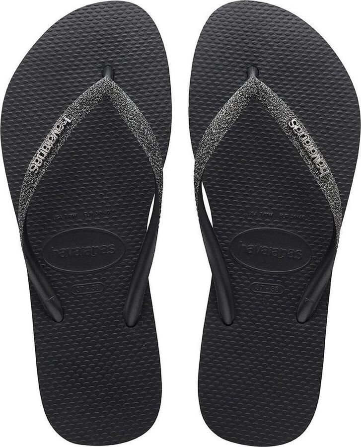 Havaianas Slim Glitter II Meisjes Slippers Black Dark Grey Metallic - Foto 4