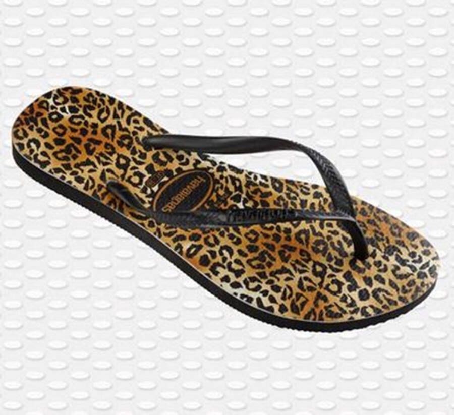 Havaianas Slim Leopard teenslippers met panterprint Zwart Meisjes Rubber 25-26 - Foto 4