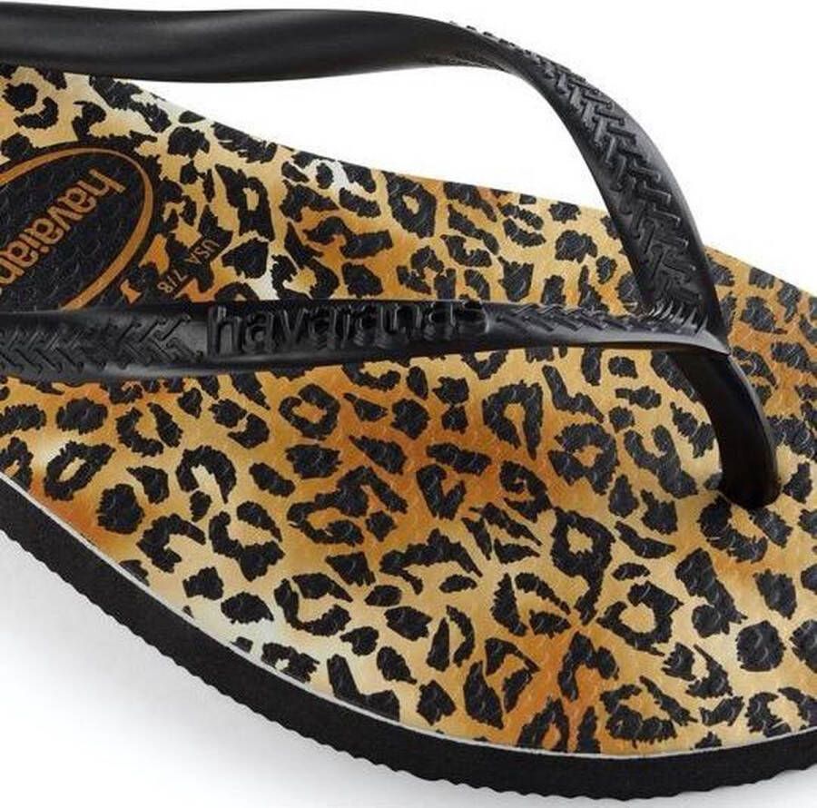Havaianas Slim Leopard teenslippers met panterprint Zwart Meisjes Rubber 25-26 - Foto 3