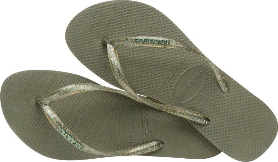 HAVAIANAS Teenslippers Dames Slim Logo Metallic Maat: 41 42 Materiaal: Rubber Kleur: Groen - Foto 4