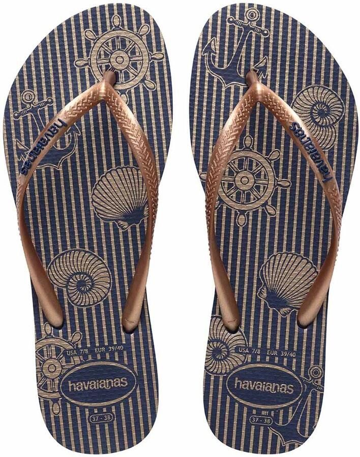 Havaianas SLIM NAUTICAL Navy blue rose gold white