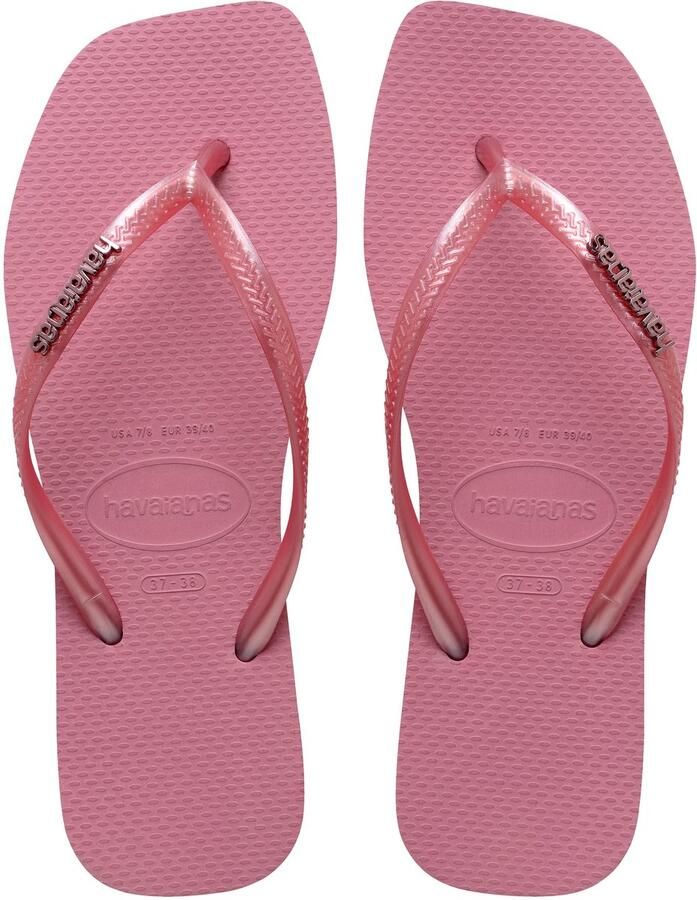 Havaianas Slim Square Logo Metallic Flip Flops Dames Roze- Dames Roze - Foto 4