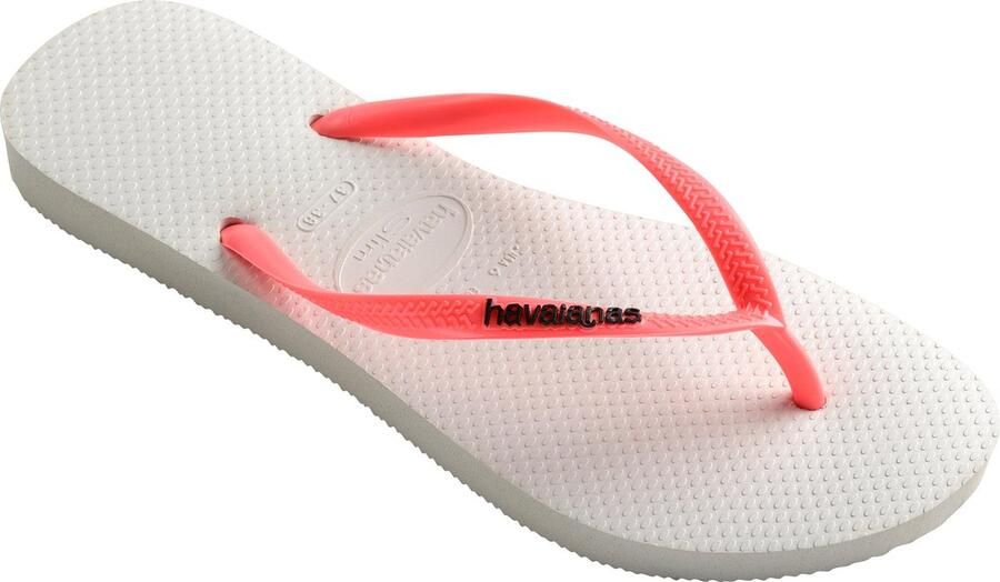 Havaianas Slim teenslippers Dames logo roze wit