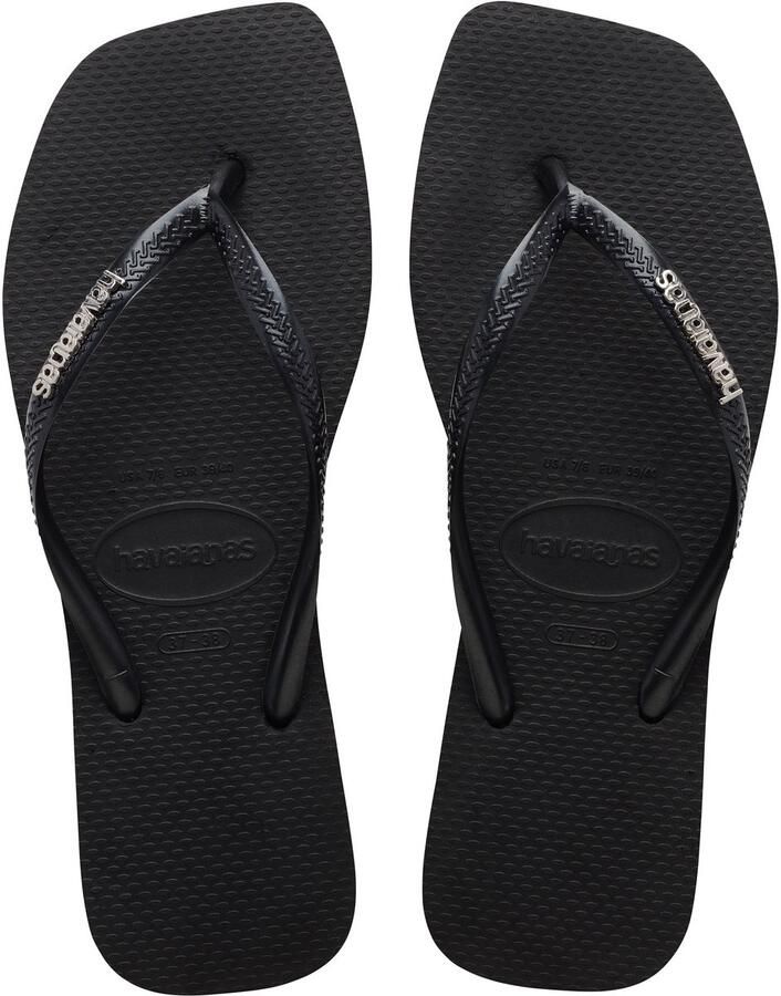 Havaianas Women's Slim Square Logo Metallic Sandalen zwart
