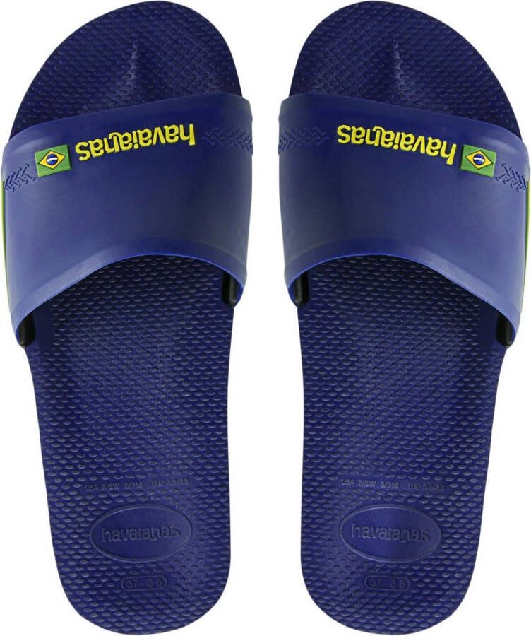 Havaianas Brasil Slide Slippers Unisex donker blauw geel