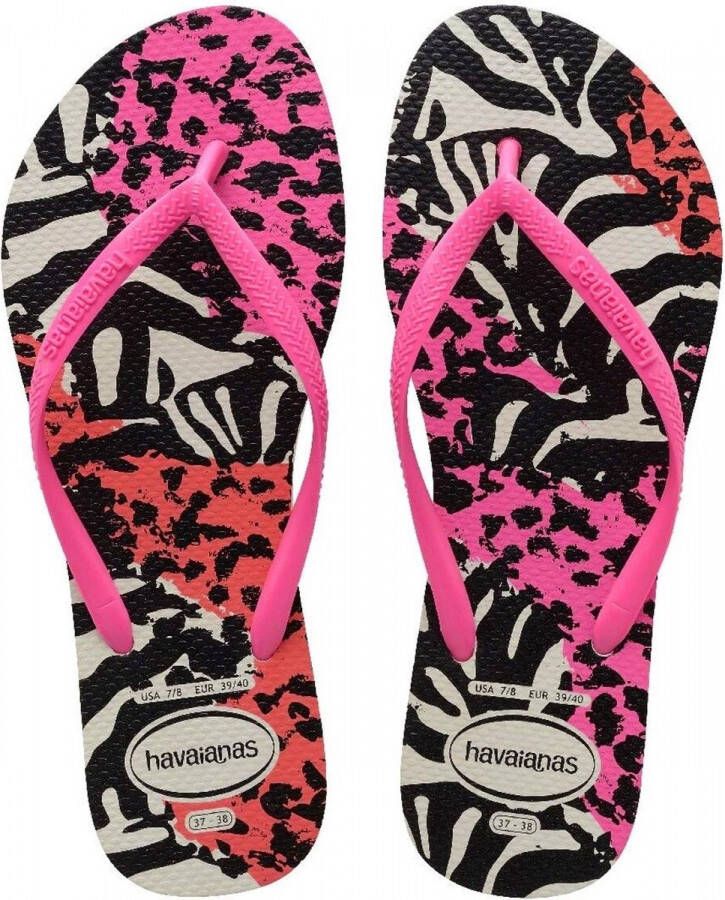 Havaianas Slim Animals Meisjes Slippers White Shocking Pink