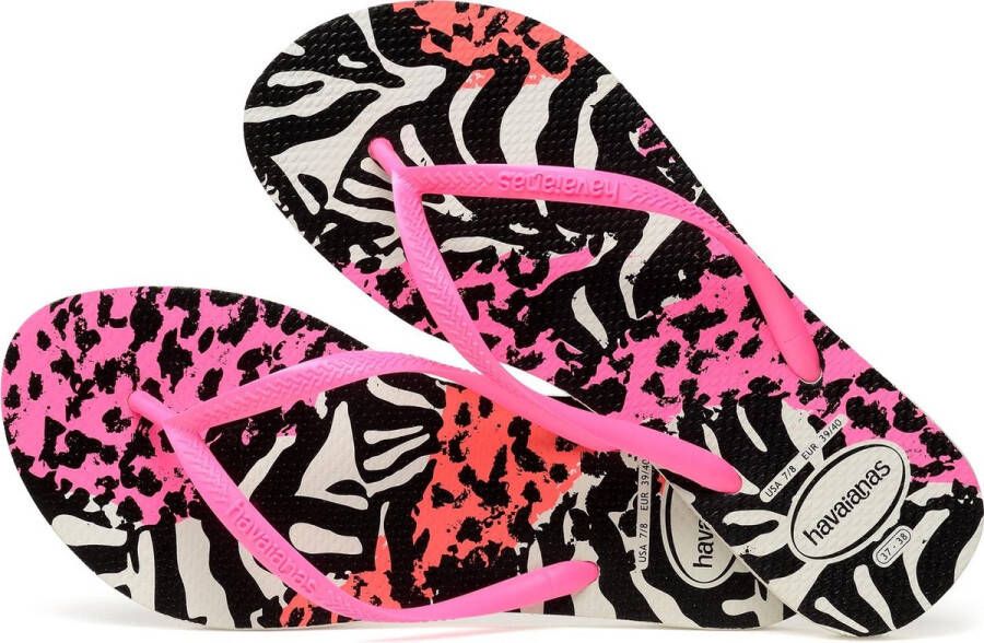 Havaianas Slim Animals Meisjes Slippers White Shocking Pink