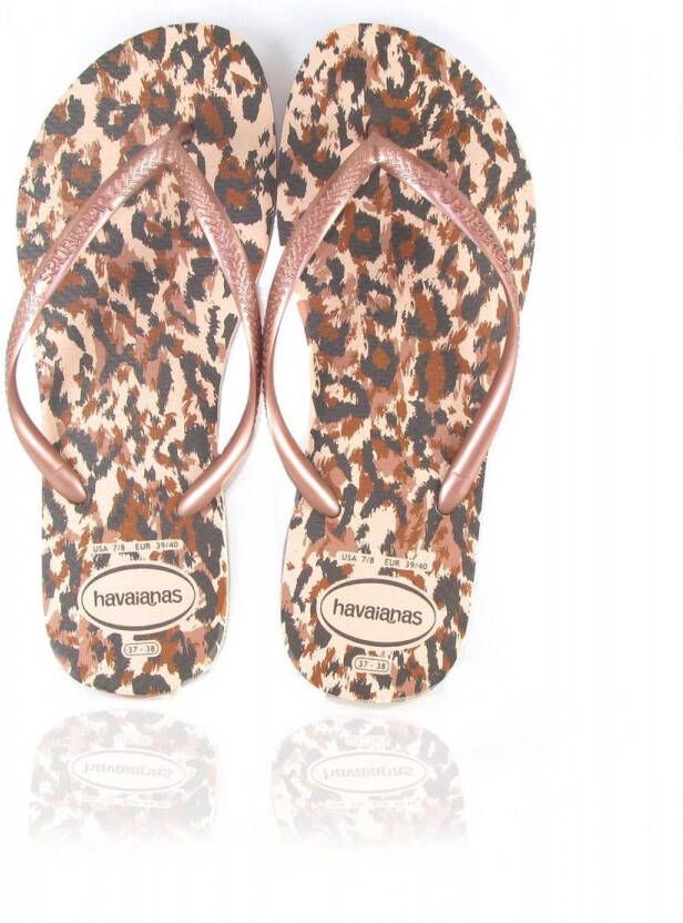Havaianas Kids Slim Animals teenslippers roségoud panterprint