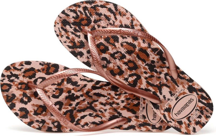Havaianas Kids Slim Animals teenslippers roségoud panterprint