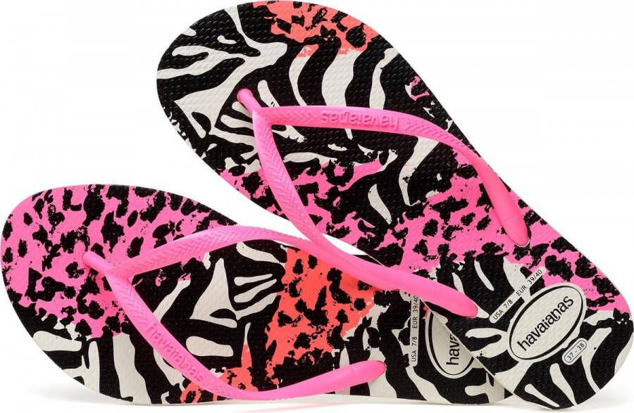 Havaianas Slim Animals Meisjes Slippers White Shocking Pink