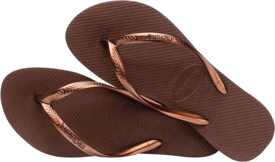 Havaianas Slim Dames Slippers Dark Brown Metal Acoused - Foto 4