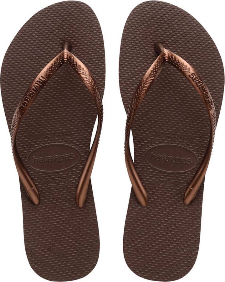 Havaianas Slim Dames Slippers Dark Brown Metal Acoused - Foto 3