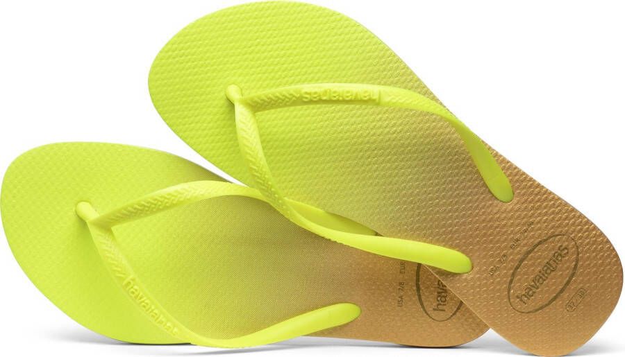 Havaianas Slim Dames Slippers White Fluorescent Galactic Green