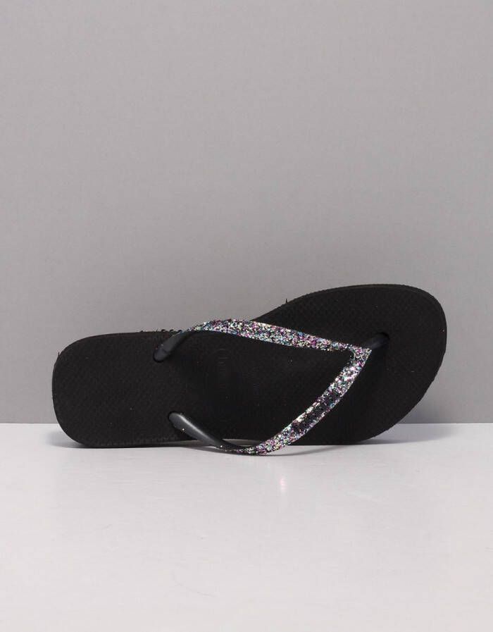 HAVAIANAS Teenslippers Dames Kids Slim Glitter Ii Maat: 33 34 Materiaal: Rubber Kleur: Zwart - Foto 3