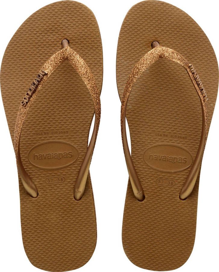 Havaianas Slim Flatform Sparkle Dames Slippers Brons