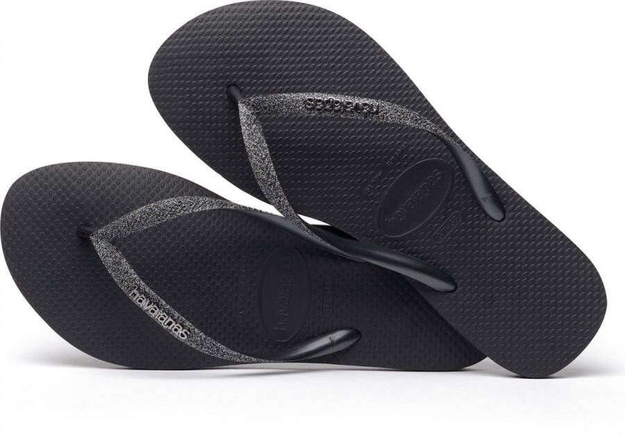 Havaianas Slim Glitter II Dames Slippers Black Dark Grey Metallic