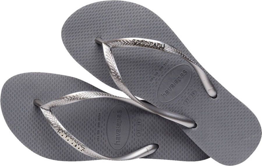 Havaianas Slim logo metallic steel gray Dames Kleur Grijs)