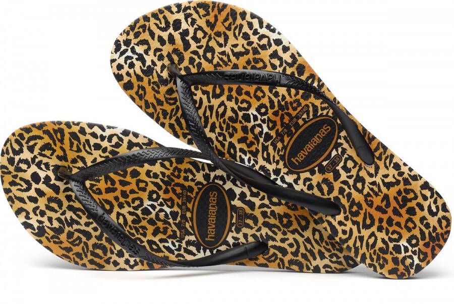 Havaianas Slim Leopard Meisjes Slippers Bruin Zwart