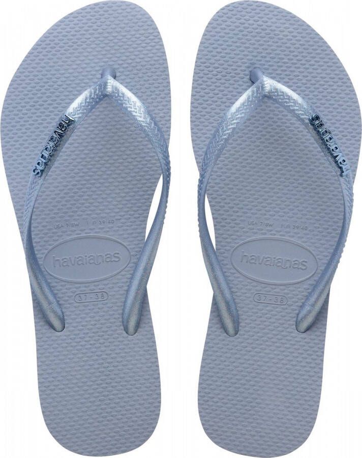 Havaianas Slim Logo Metallic Dames Slippers Ashley Blue