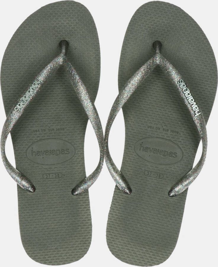 HAVAIANAS Teenslippers Dames Slim Logo Metallic Maat: 41 42 Materiaal: Rubber Kleur: Groen - Foto 7