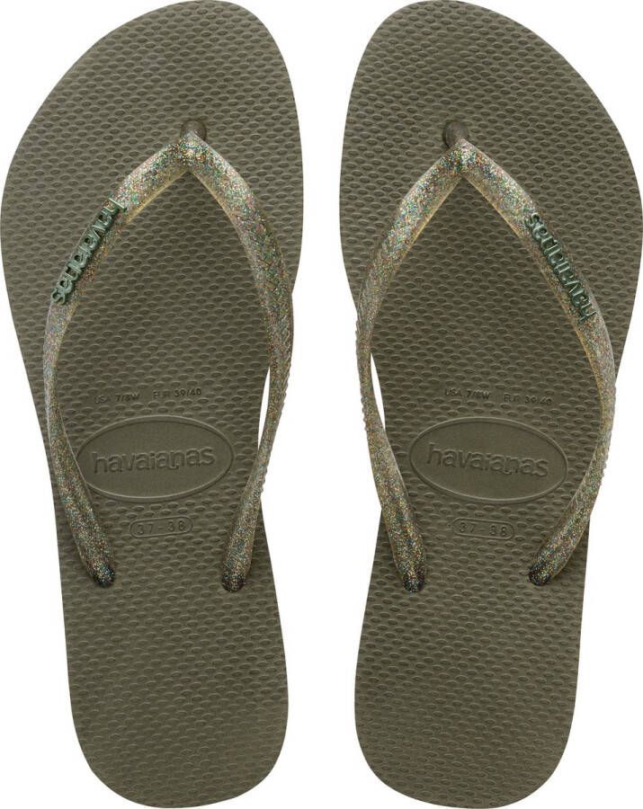 Havaianas Slim Logo Metallic Dames Slippers Groen
