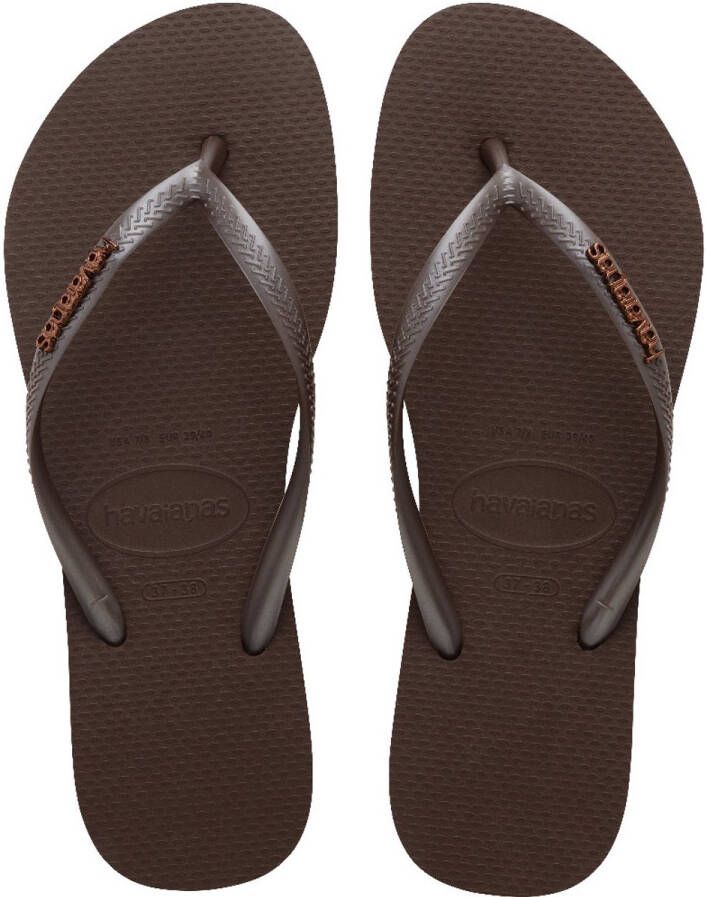 Havaianas Women's Slim Logo Metallic Sandalen bruin