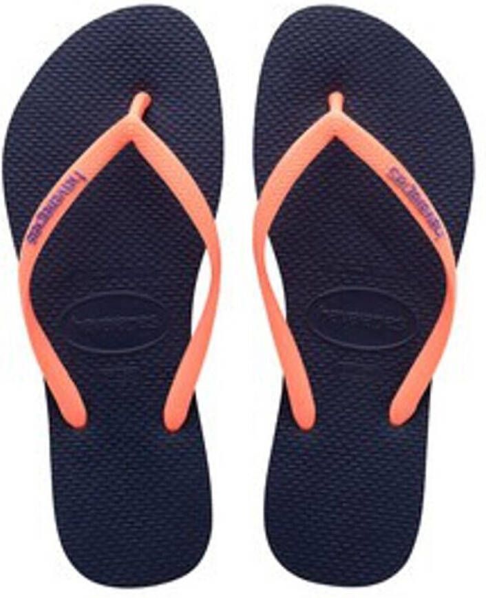 Havaianas Slim Logo Strandslipper meisjes Donkerblauw