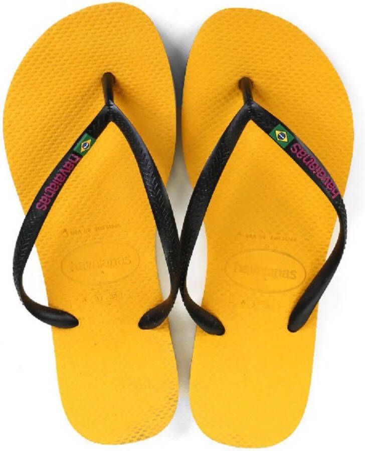 Havaianas Slippers Kids Flipflops Brasil Logo Geel met zwart