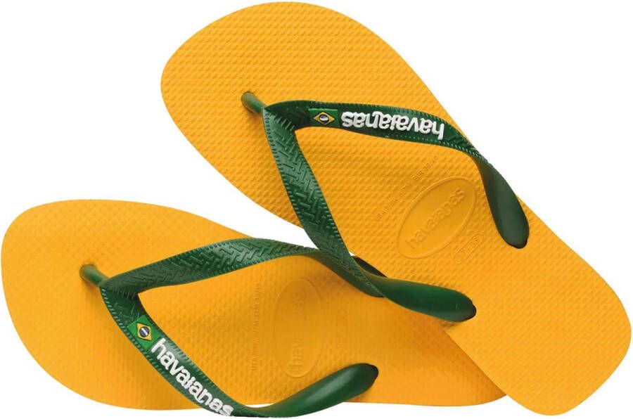 Havaianas Brasil Logo teenslippers geel groen Jongens Rubber 27 28