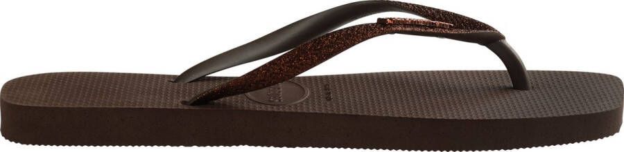 HAVAIANAS Teenslippers Dames Square Glitter Maat: 35 36 Materiaal: Rubber Kleur: Bruin