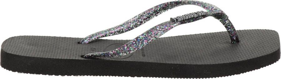 Havaianas Square Logo Metallic dames slipper Zwart