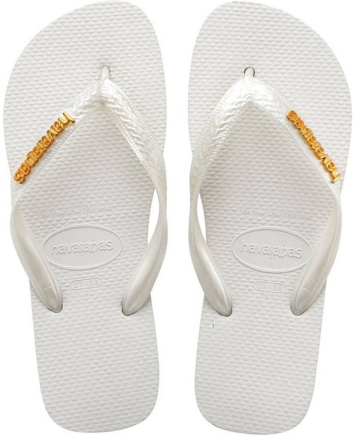 Havaianas Top Logo Metallic Teenslippers met Logo Embleem 35 36 Wit