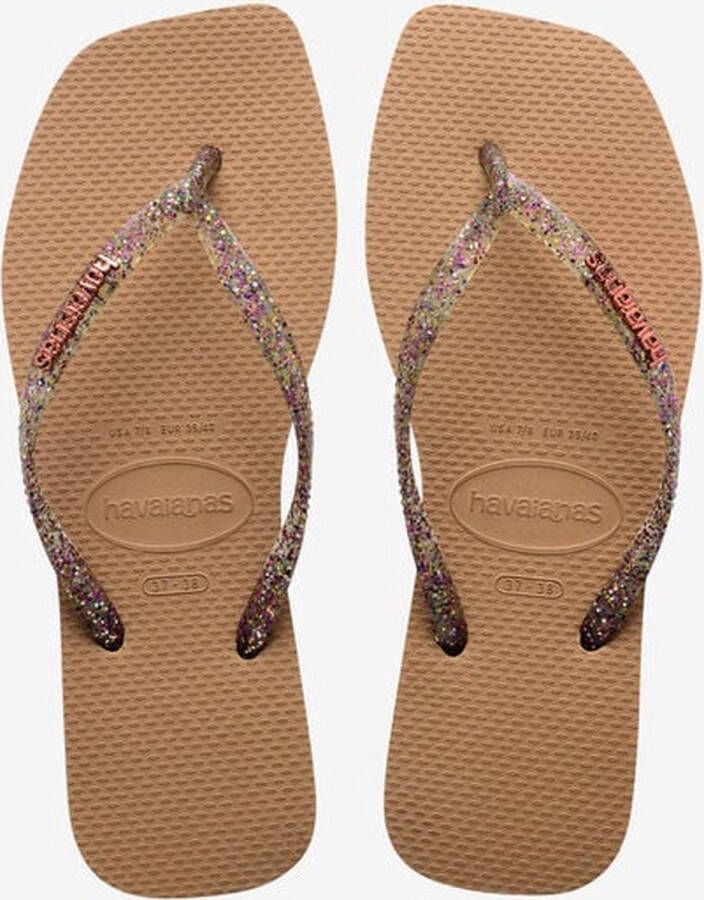 Haviana's Havaianas Square Logo Metallic Tongs Rose Gold 4148257 Taille