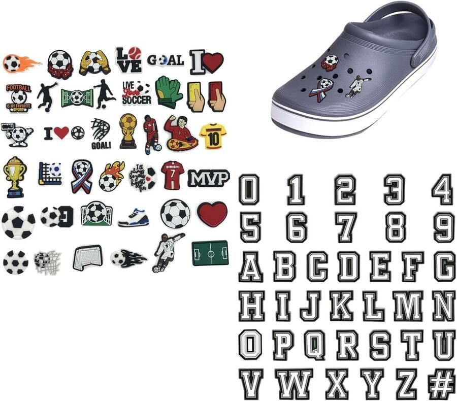 HDGSAFD Allecto Voetbal Schoen Accessoires Decoratieve Charms Geschikt voor Sandalen en Schoenen 37 Stuks One Size Unieke Stijl Voor Mannen e
