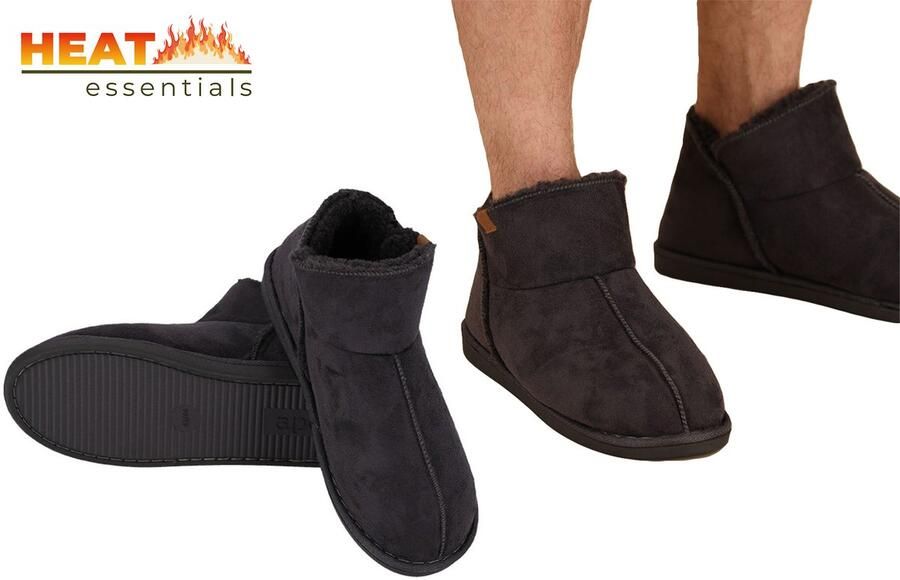 Heat Essentials Pantoffels Donkergrijs 41 42 Pantoffels Sloffen Ook als Pantoffels beschikbaar