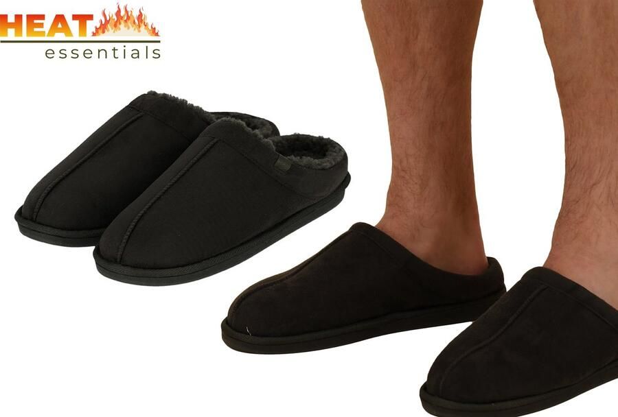 Heat Essentials Pantoffels Heren Groen Khaki 41 42 Heren Pantoffels Sloffen Heren Suede Look