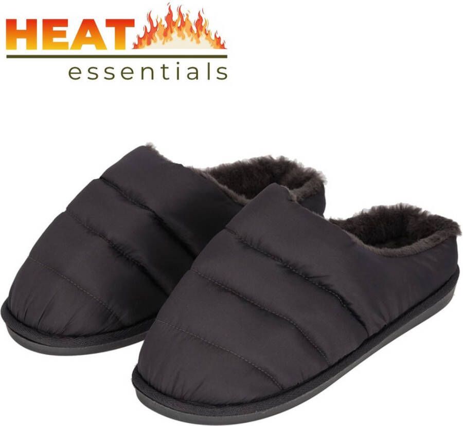 Heat Essentials Pantoffels Dames 37 38 Antraciet Gewatteerd Sloffen Dames 38 Gewatteerde Pantoffels Dames