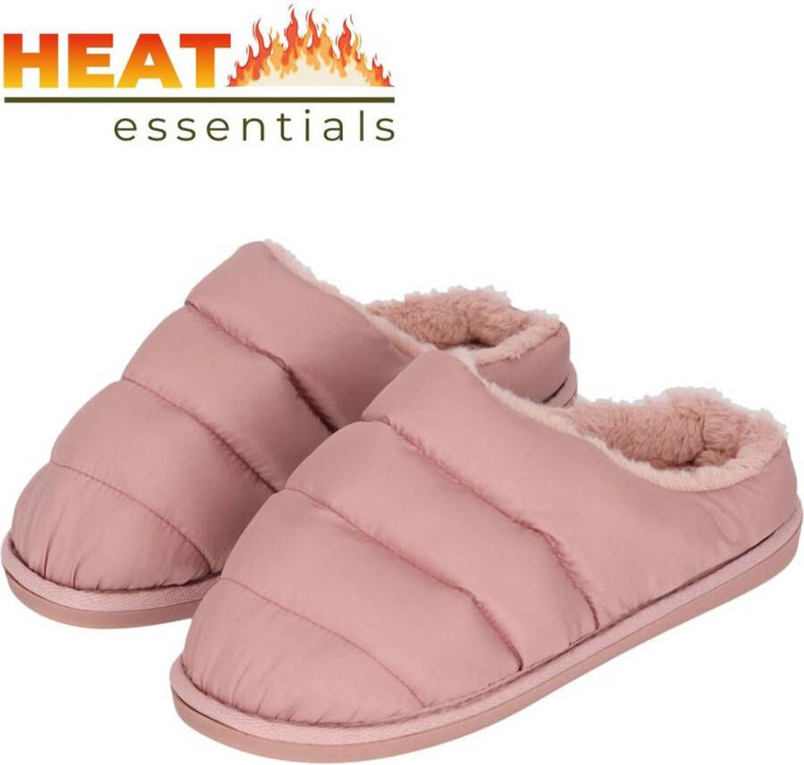 Heat Essentials Pantoffels Dames 37 38 Roze Gewatteerd Sloffen Dames 38 Gewatteerde Pantoffels Dames