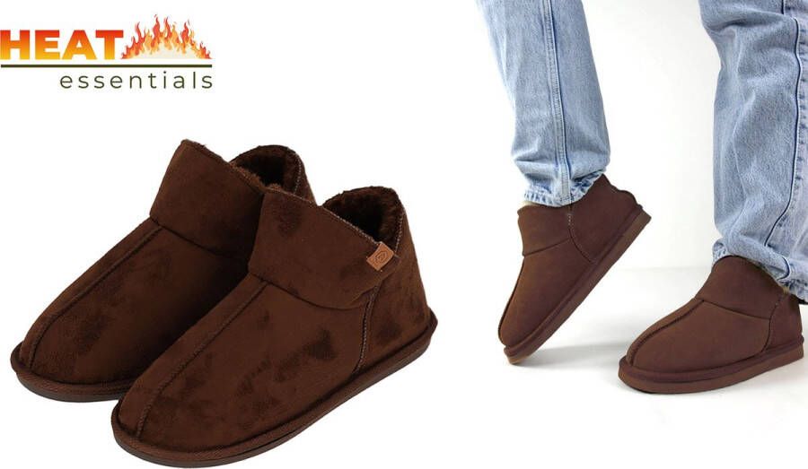 Heat Essentials Pantoffels Heren Bruin 41 42 Heren Pantoffels Sloffen Heren Ook als Dames Pantoffels beschikbaar