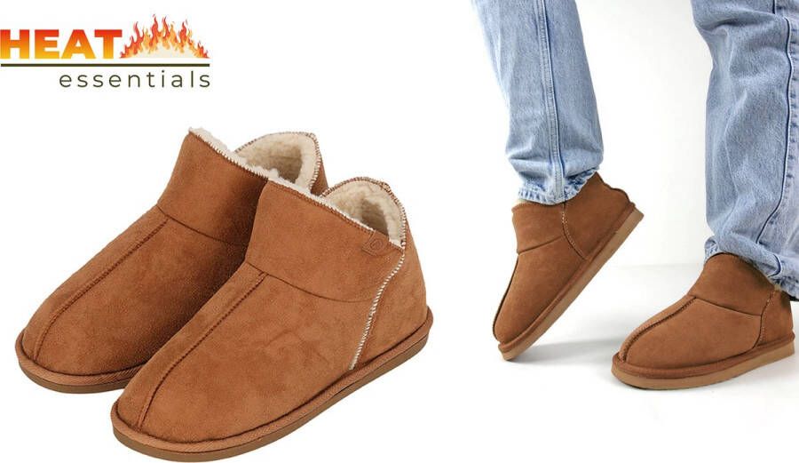 Heat Essentials Pantoffels Cognac Bruin 43 44 Pantoffels Sloffen Ook als Pantoffels beschikbaar - Foto 2