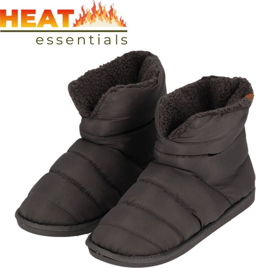 Heat Essentials Sloffen Heren 41 42 Donker Grijs Gewatteerd Pantoffels Heren 42 Gewatteerde Sloffen Heren