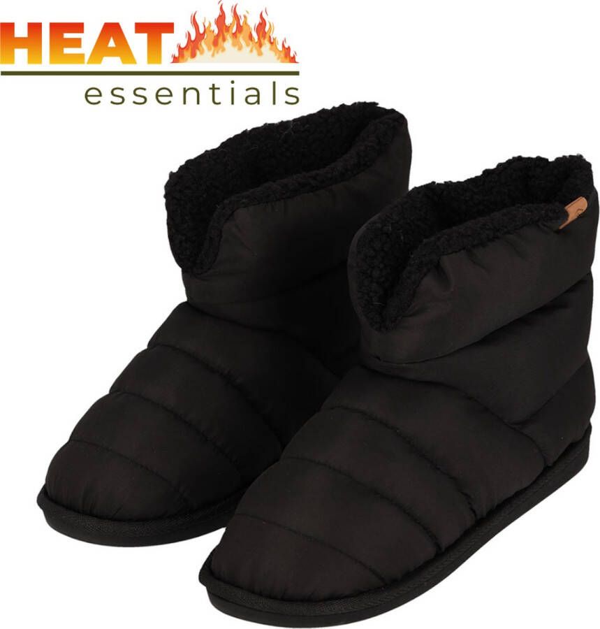 Heat Essentials Sloffen Heren 41 42 Zwart Gewatteerd Pantoffels Heren 42 Gewatteerde Sloffen Heren