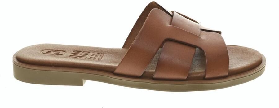 HEE Cognac Fashion Slippers Leer