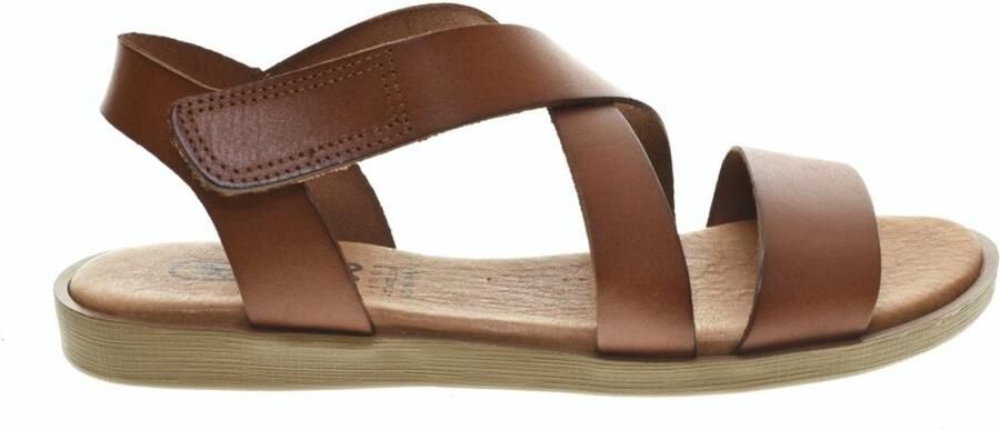 HEE Cognac Platte Damessandaal Veclro