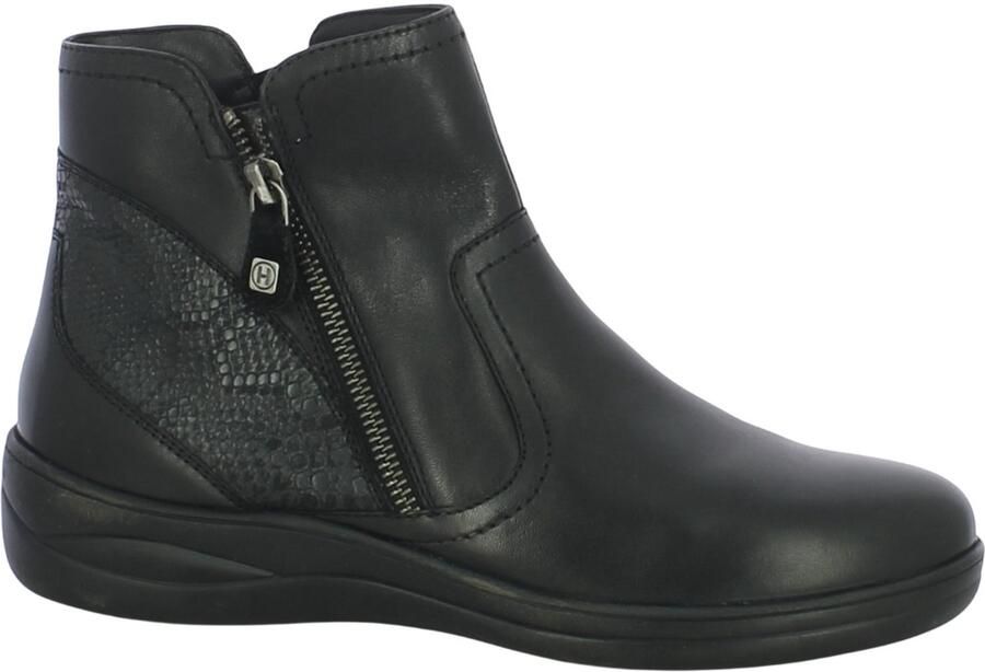 Helioform art. 152.001 0404 zwart leer dames enkellaars 2 ritsen